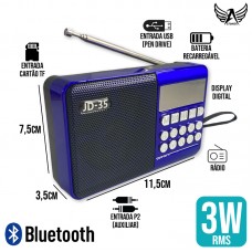 Caixa de Som Rádio Bluetooth Retrô JD-35 Altomex - Azul